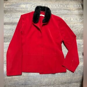 Amanda Smith Women's Red blazer with Black Fur Collar